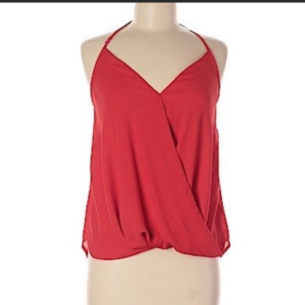 Abbeline XS Surplice Wrap Red Drape Top